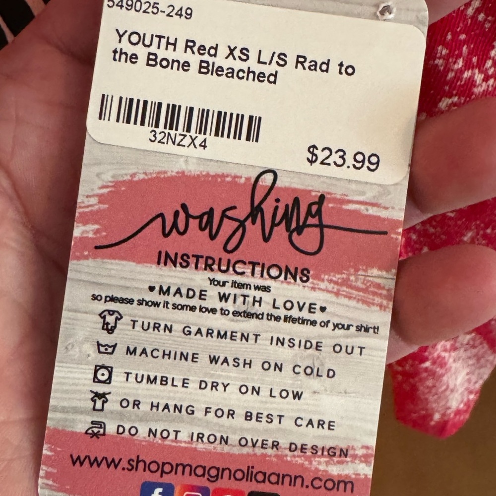 Halloween! 🎃 Port and Company Red 'Rad to the Bone' Kids Long Sleeve- Youth XS - Picture 4 of 5